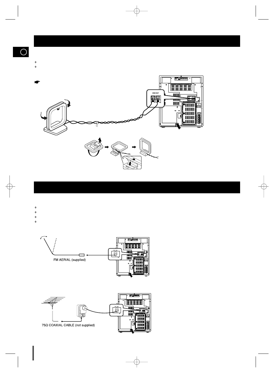 Connecting the am (mw)/lw aerial, Connecting the fm aerial | Samsung MAX-B450 User Manual | Page 8 / 23