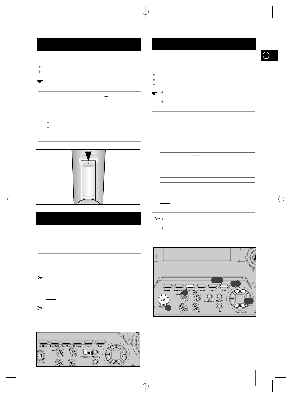 Setting the clock, Inserting remote control batteries | Samsung MAX-B450 User Manual | Page 9 / 23