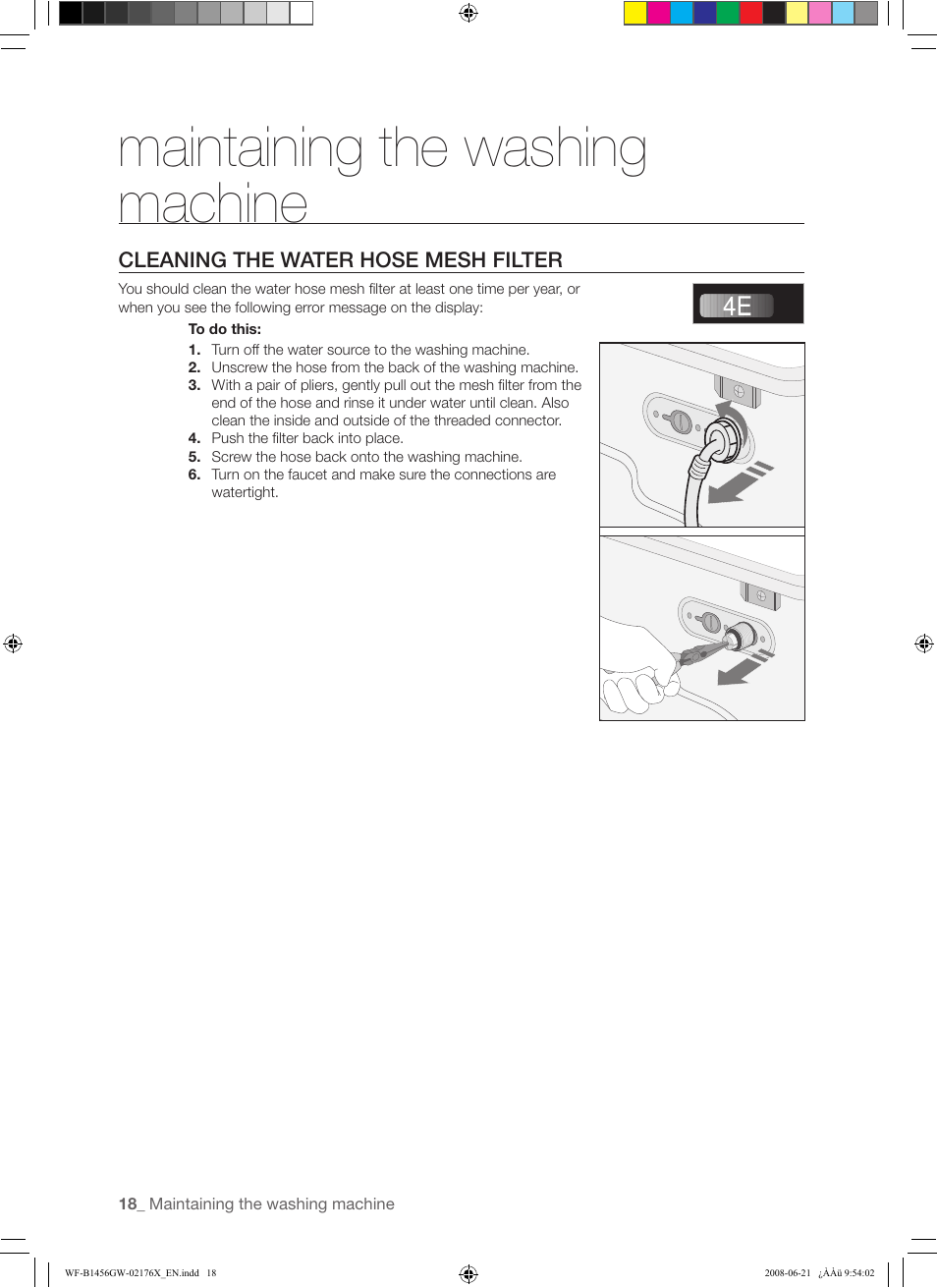 Maintaining the washing machine | Samsung WF-J1456(W/V/S/C/R) User Manual | Page 18 / 26
