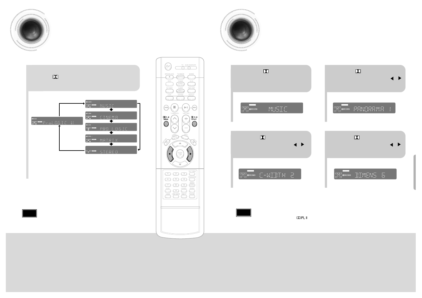 57 58 dolby pro logic ii mode, Dolby pro logic ii effect, Press pl ii mode button | Samsung HT-SK5 User Manual | Page 30 / 36