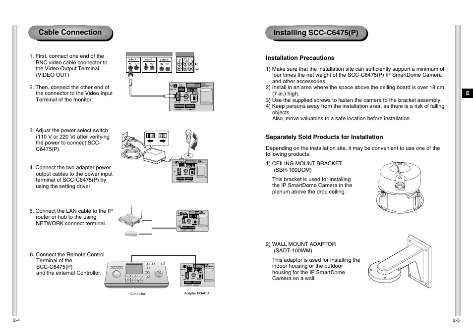 Installing scc-c6475(p), Cable connection | Samsung SCC-C6475P User Manual | Page 12 / 69