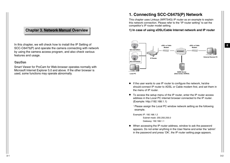 Connecting scc-c6475(p) network, Chapter 3. network manual overview | Samsung SCC-C6475P User Manual | Page 15 / 69