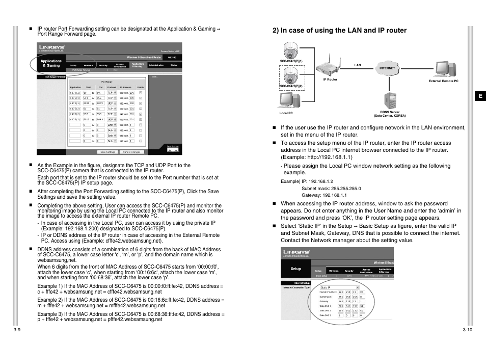 2) in case of using the lan and ip router | Samsung SCC-C6475P User Manual | Page 19 / 69