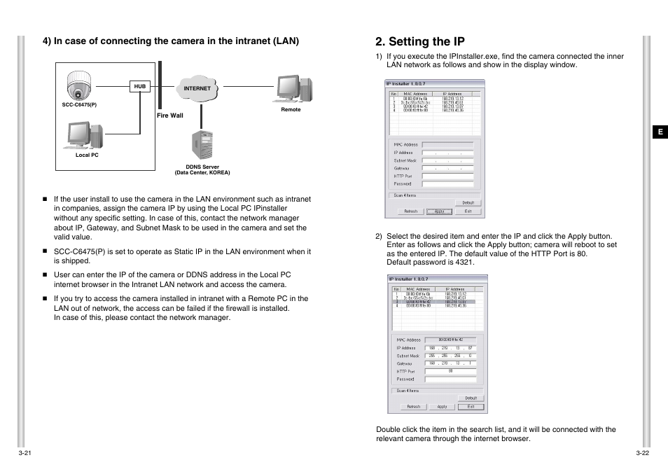 Setting the ip | Samsung SCC-C6475P User Manual | Page 25 / 69