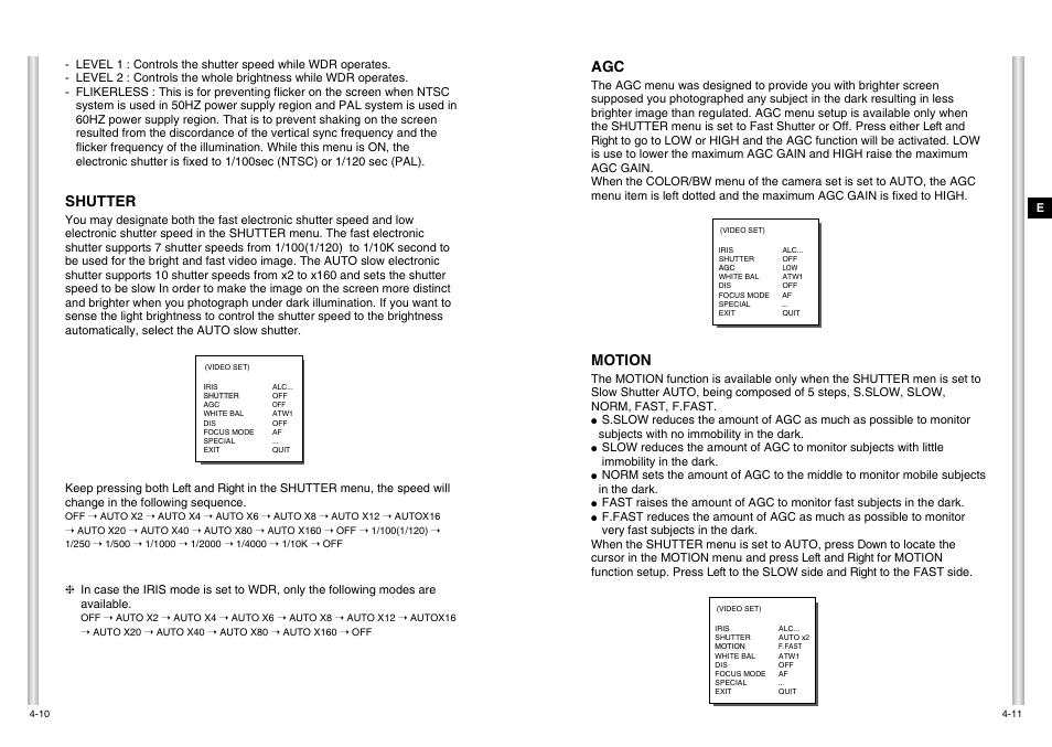 Shutter, Motion | Samsung SCC-C6475P User Manual | Page 48 / 69