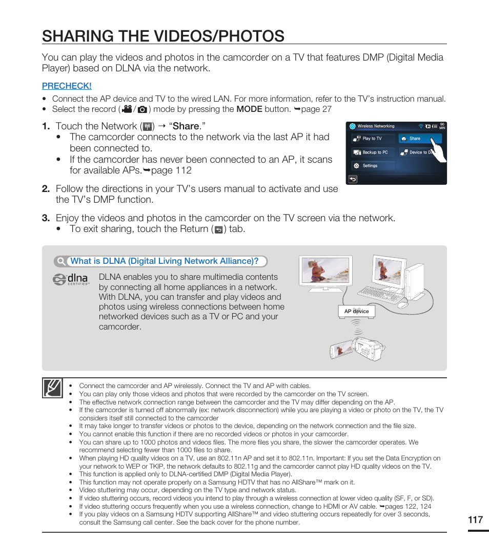 Sharing the videos/photos | Samsung HMX-S15BN User Manual | Page 127 / 166