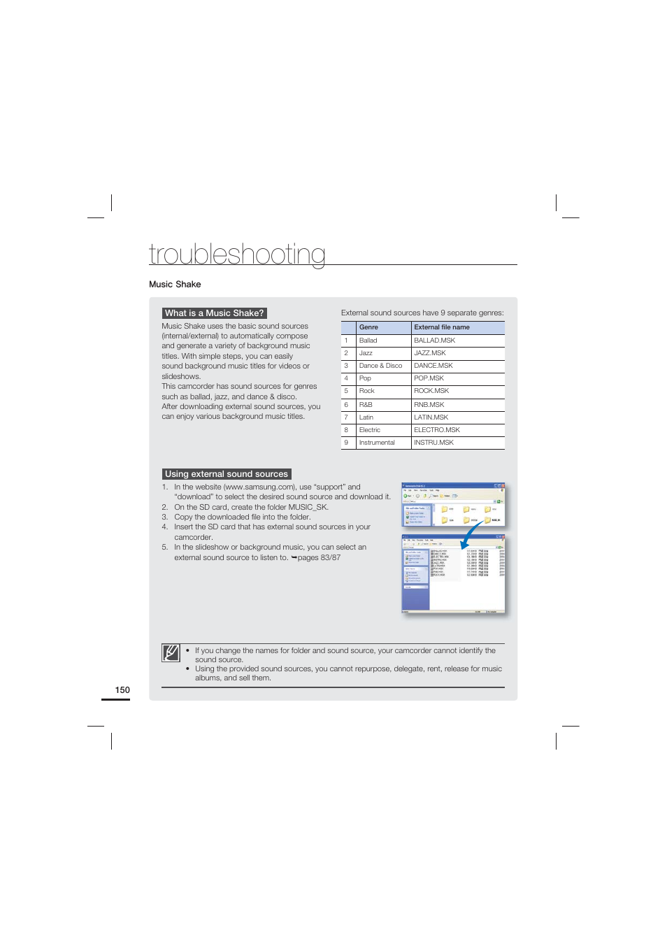 Troubleshooting | Samsung HMX-S15BN User Manual | Page 160 / 166