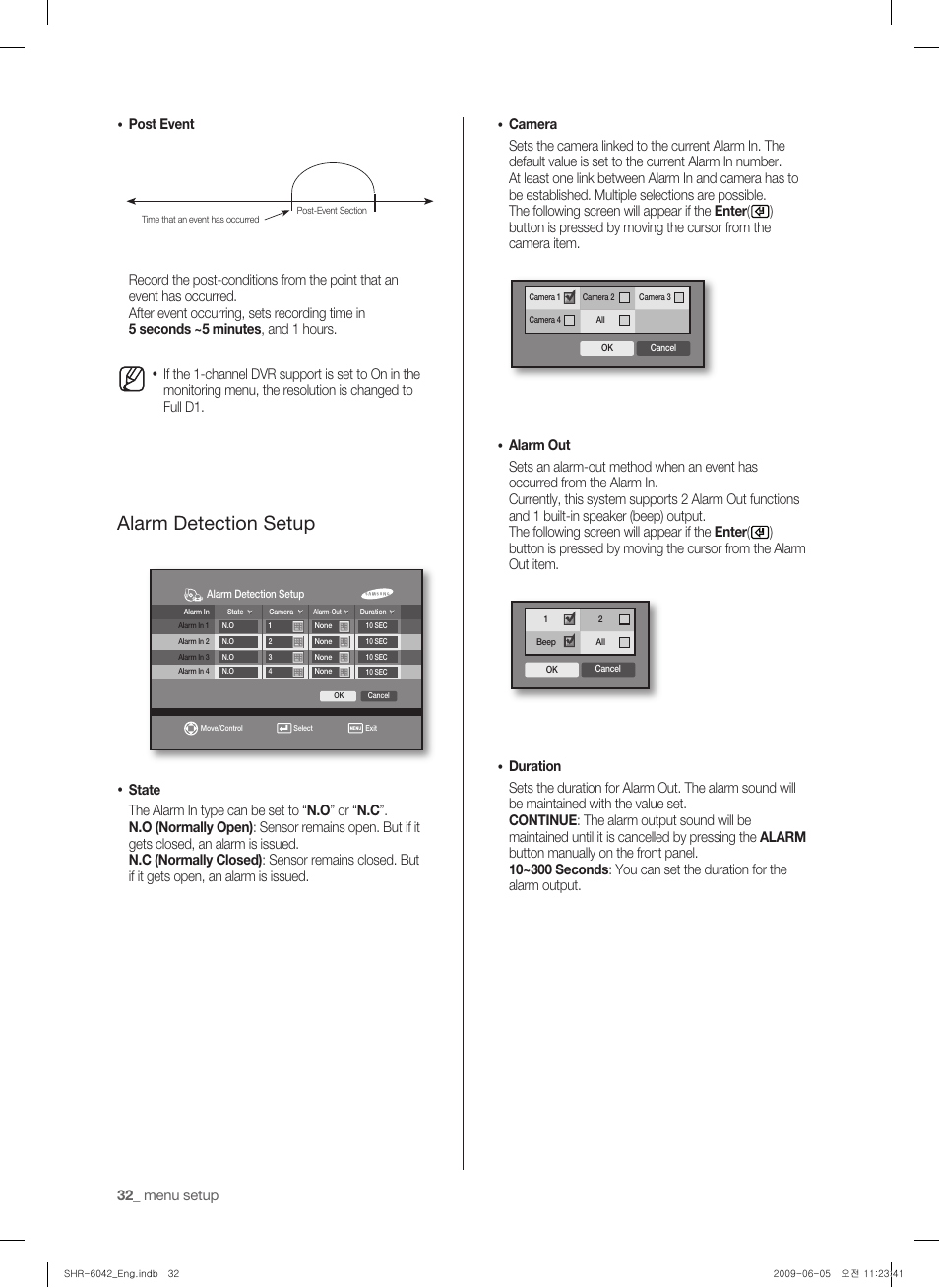 Alarm detection setup | Samsung SHR-6040 User Manual | Page 36 / 96