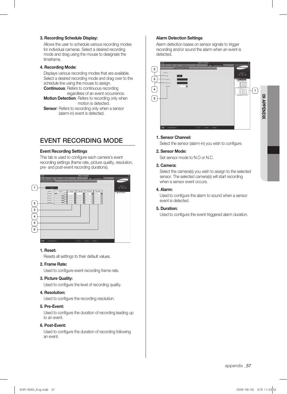 Event recording mode | Samsung SHR-6040 User Manual | Page 61 / 96