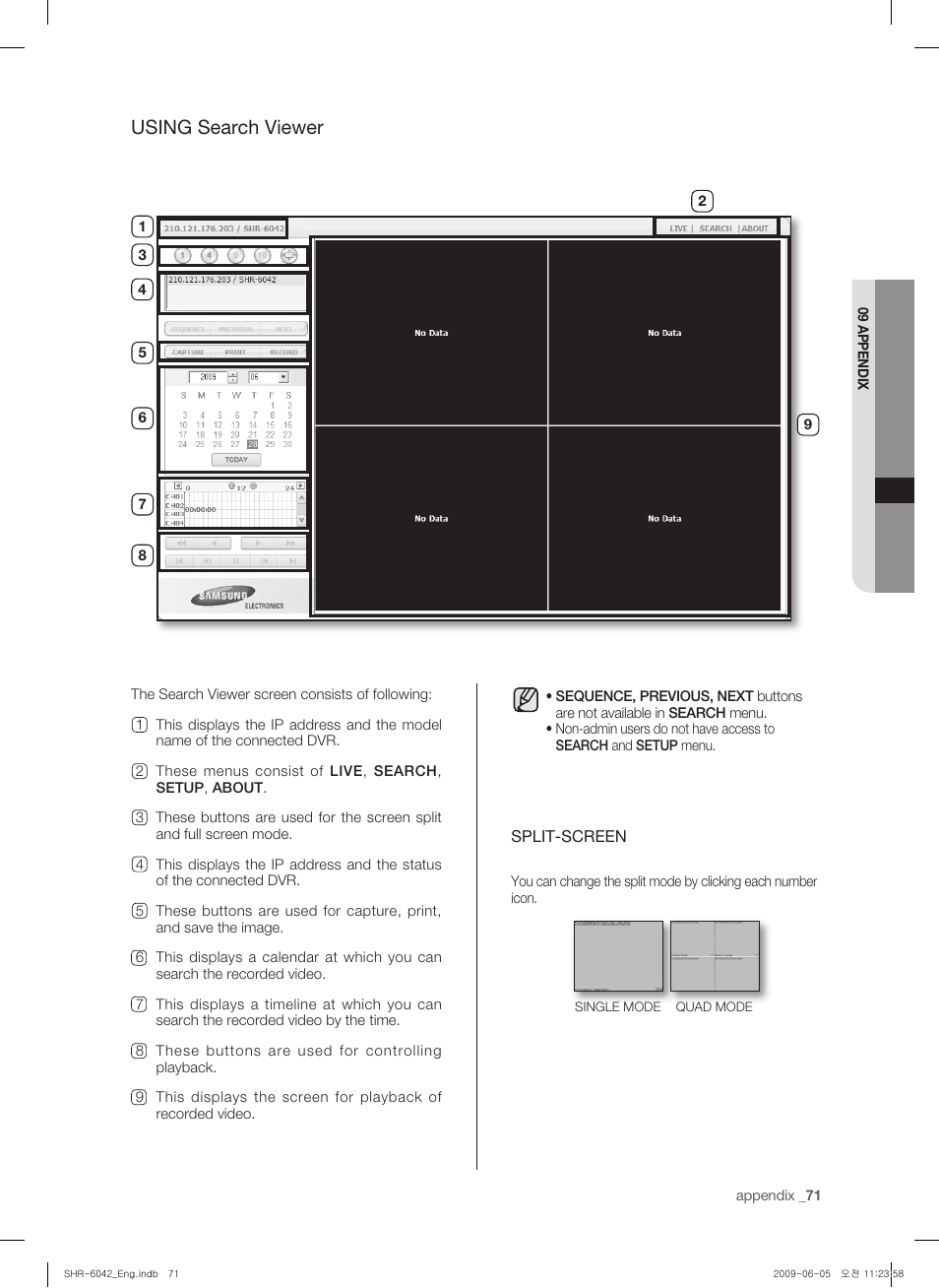 Using search viewer | Samsung SHR-6040 User Manual | Page 75 / 96