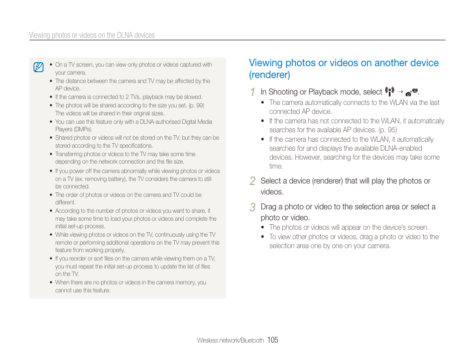 Viewing photos or videos on another device, Renderer) …………………………………… 105 | Samsung CL80 User Manual | Page 106 / 135
