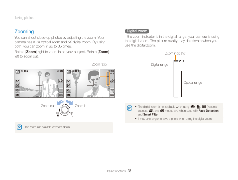 Zooming, Zooming ……………………………………… 28 | Samsung CL80 User Manual | Page 29 / 135