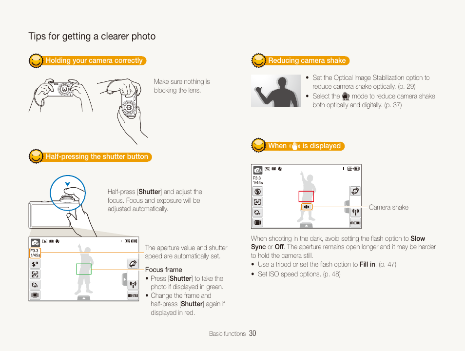 Tips for getting a clearer photo | Samsung CL80 User Manual | Page 31 / 135