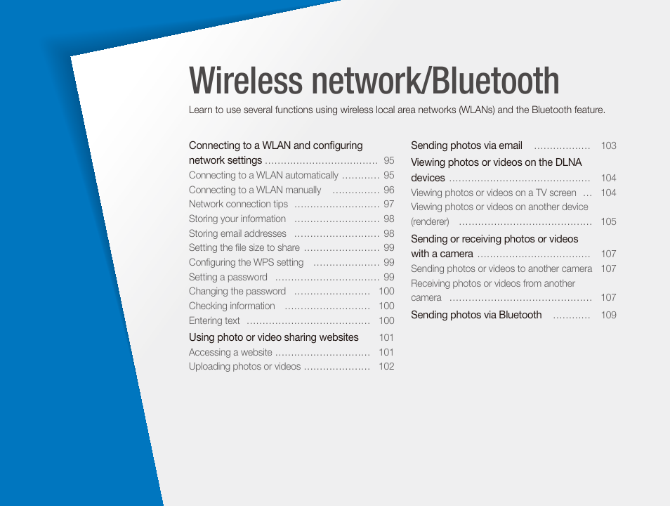 Wireless network/bluetooth | Samsung CL80 User Manual | Page 95 / 135