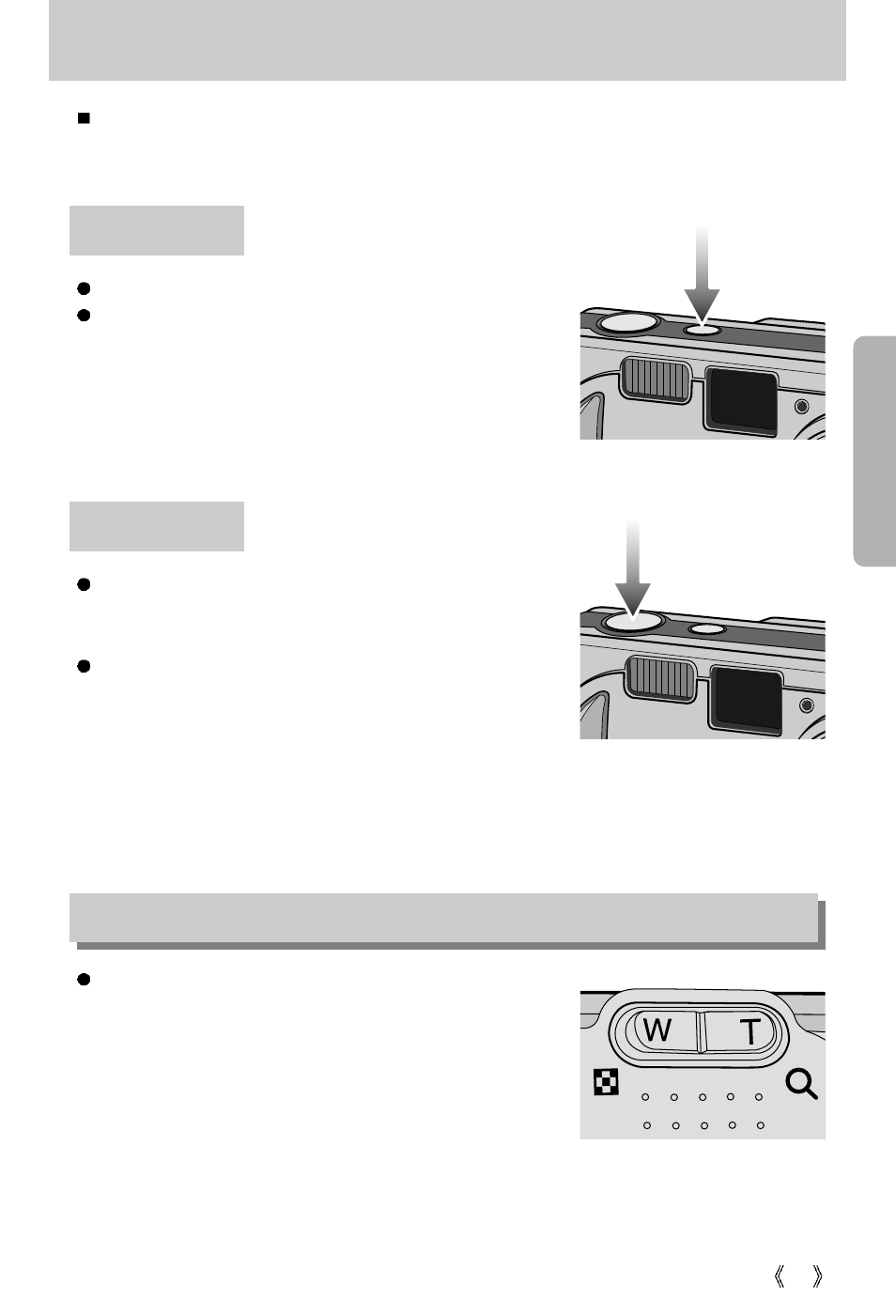 Using the camera buttons to adjust the camera, Wide / tele button | Samsung Digimax 250 User Manual | Page 25 / 100