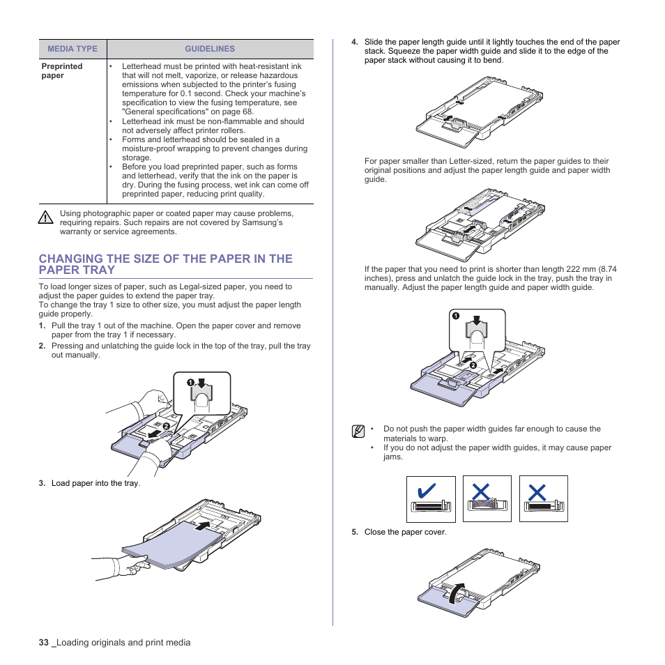 Changing the size of the paper in the paper tray | Samsung CLX-3170FN User Manual | Page 129 / 219