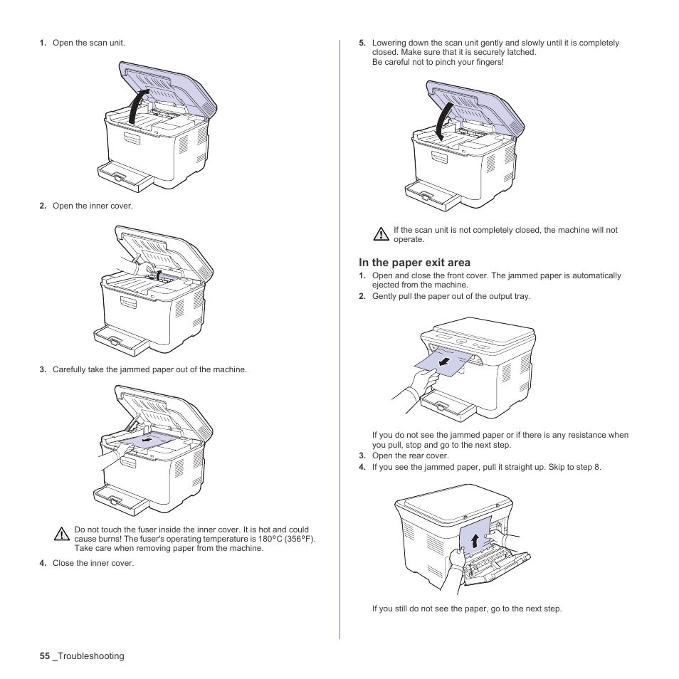 In the paper exit area, In the paper exit area" on | Samsung CLX-3170FN User Manual | Page 151 / 219