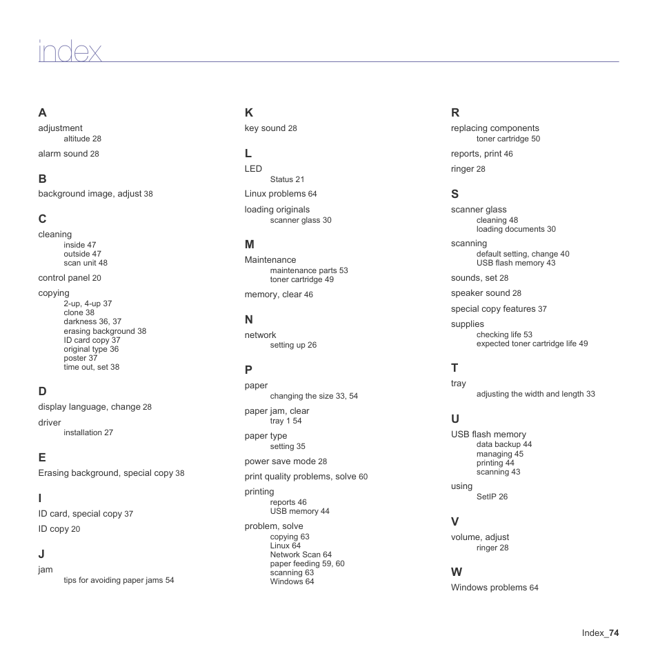 Index | Samsung CLX-3170FN User Manual | Page 170 / 219