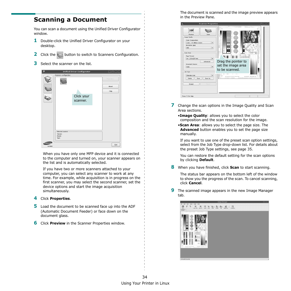 Scanning a document | Samsung CLX-3170FN User Manual | Page 209 / 219