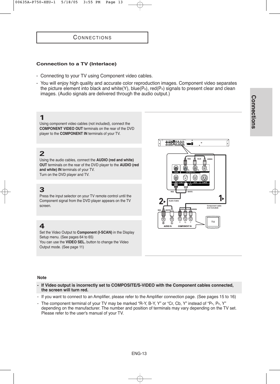 Connections, Red(p | Samsung DVD-P750 User Manual | Page 13 / 76