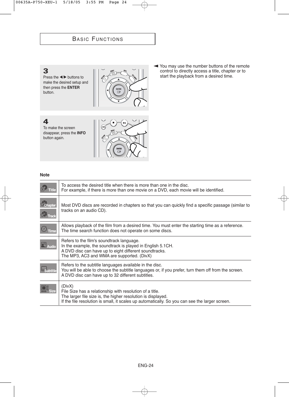 Samsung DVD-P750 User Manual | Page 24 / 76