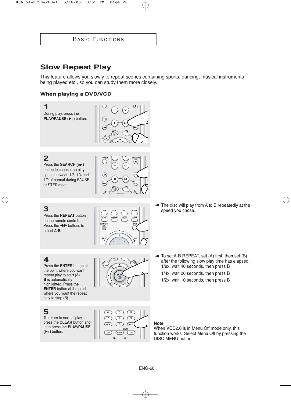 Slow repeat play | Samsung DVD-P750 User Manual | Page 28 / 76