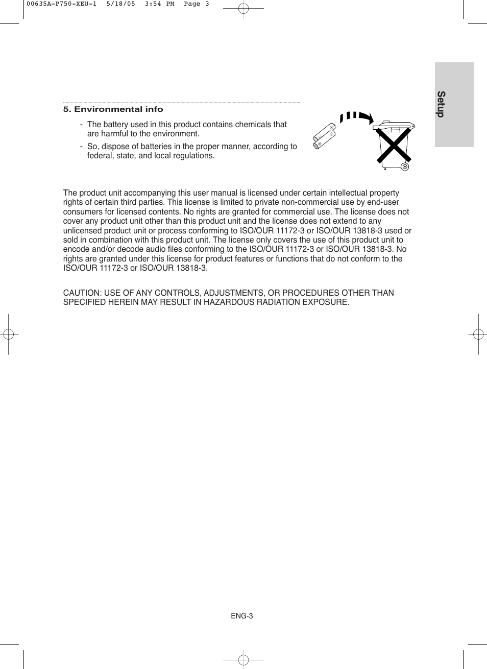 Setup | Samsung DVD-P750 User Manual | Page 3 / 76