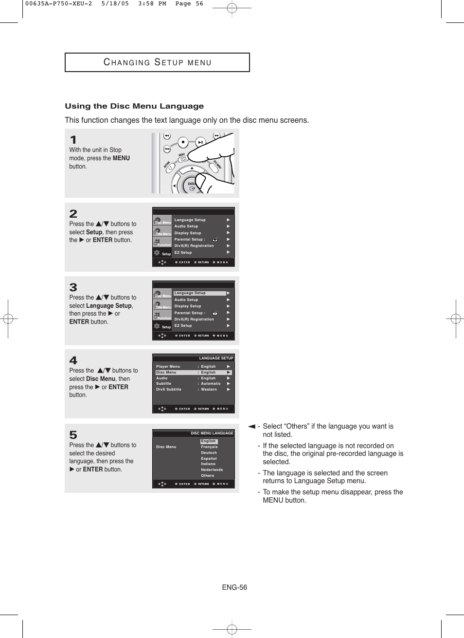 Eng-56 | Samsung DVD-P750 User Manual | Page 56 / 76