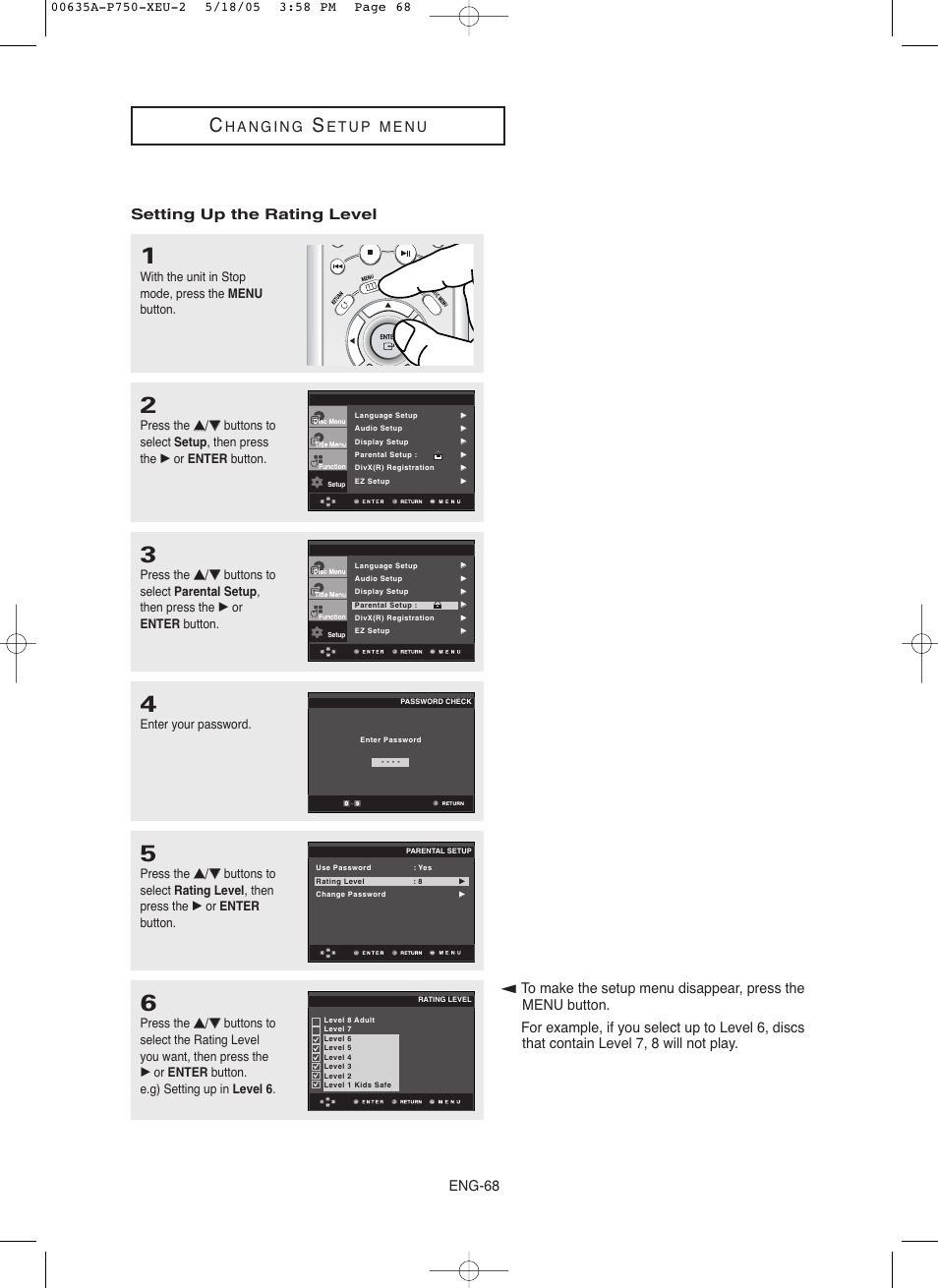 Eng-68 | Samsung DVD-P750 User Manual | Page 68 / 76