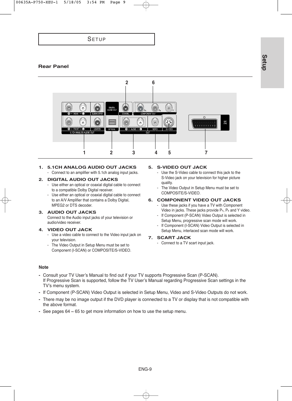 Setup | Samsung DVD-P750 User Manual | Page 9 / 76