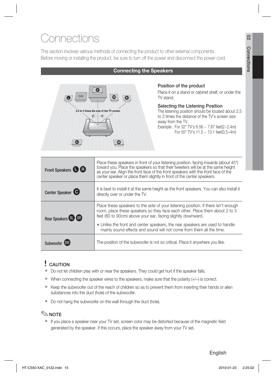 Connections | Samsung HT-C550-XAC User Manual | Page 15 / 51