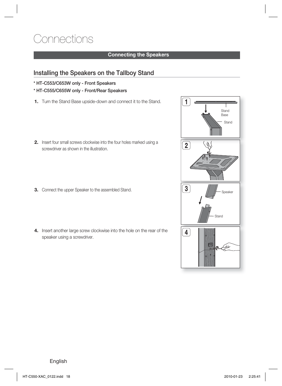 Connections | Samsung HT-C550-XAC User Manual | Page 18 / 51