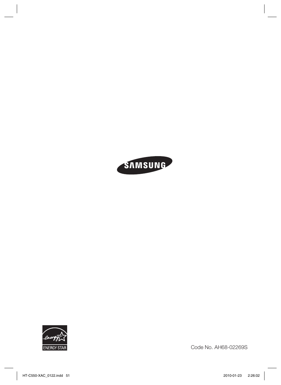 Samsung HT-C550-XAC User Manual | Page 51 / 51