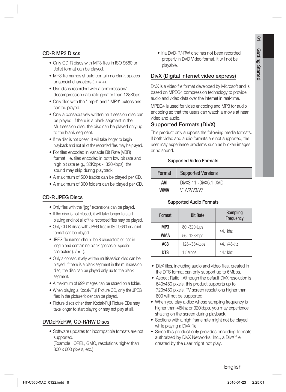 Samsung HT-C550-XAC User Manual | Page 9 / 51