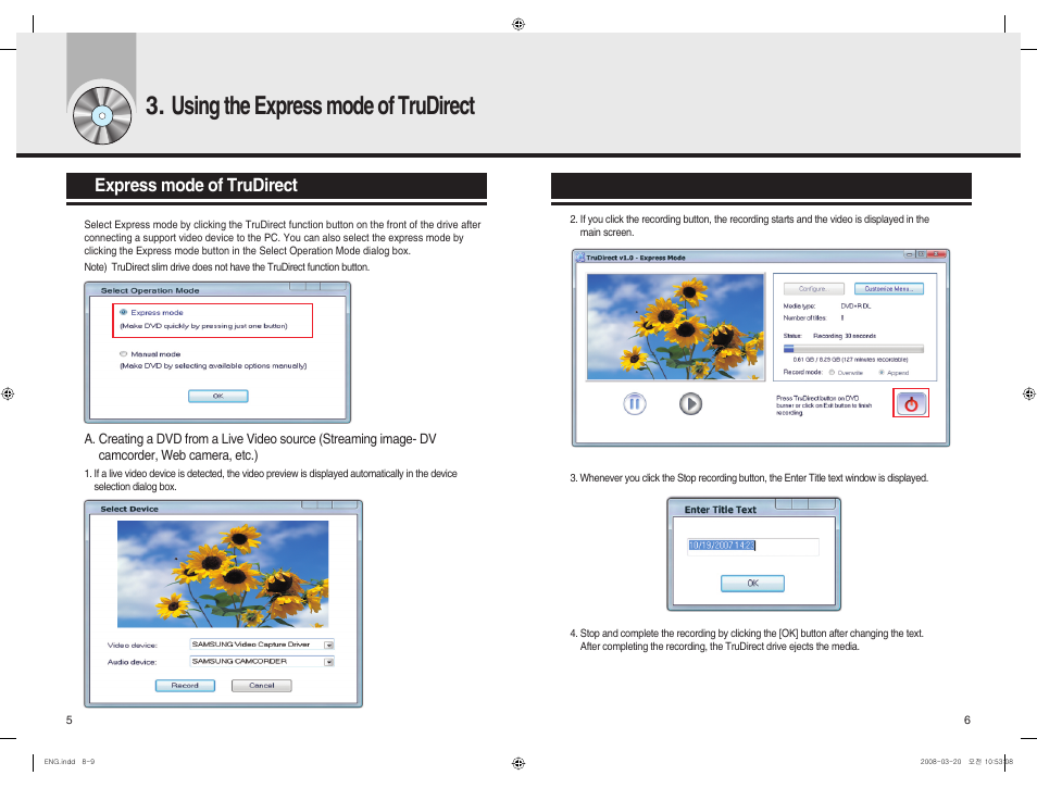 Using the express mode of trudirect, Express mode of trudirect | Samsung TruDirect BG68-01526A User Manual | Page 5 / 9