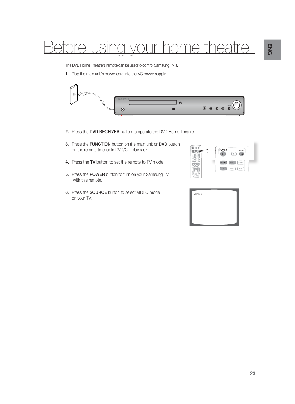 Before using your home theatre | Samsung HT-Z120 User Manual | Page 24 / 61