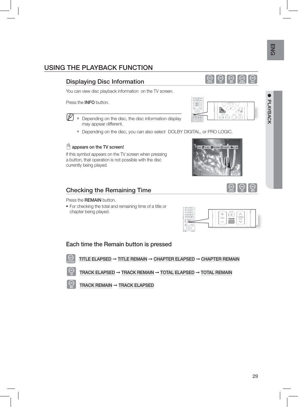 Using the playback function, Dbagd | Samsung HT-Z120 User Manual | Page 30 / 61