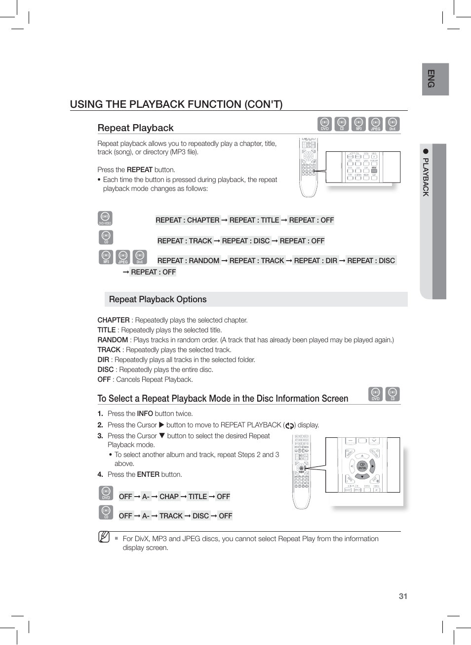 Dbagd, Using the playback function (con't) | Samsung HT-Z120 User Manual | Page 32 / 61