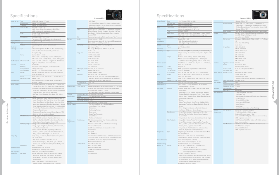 Specifications | Samsung WB210 User Manual | Page 8 / 8