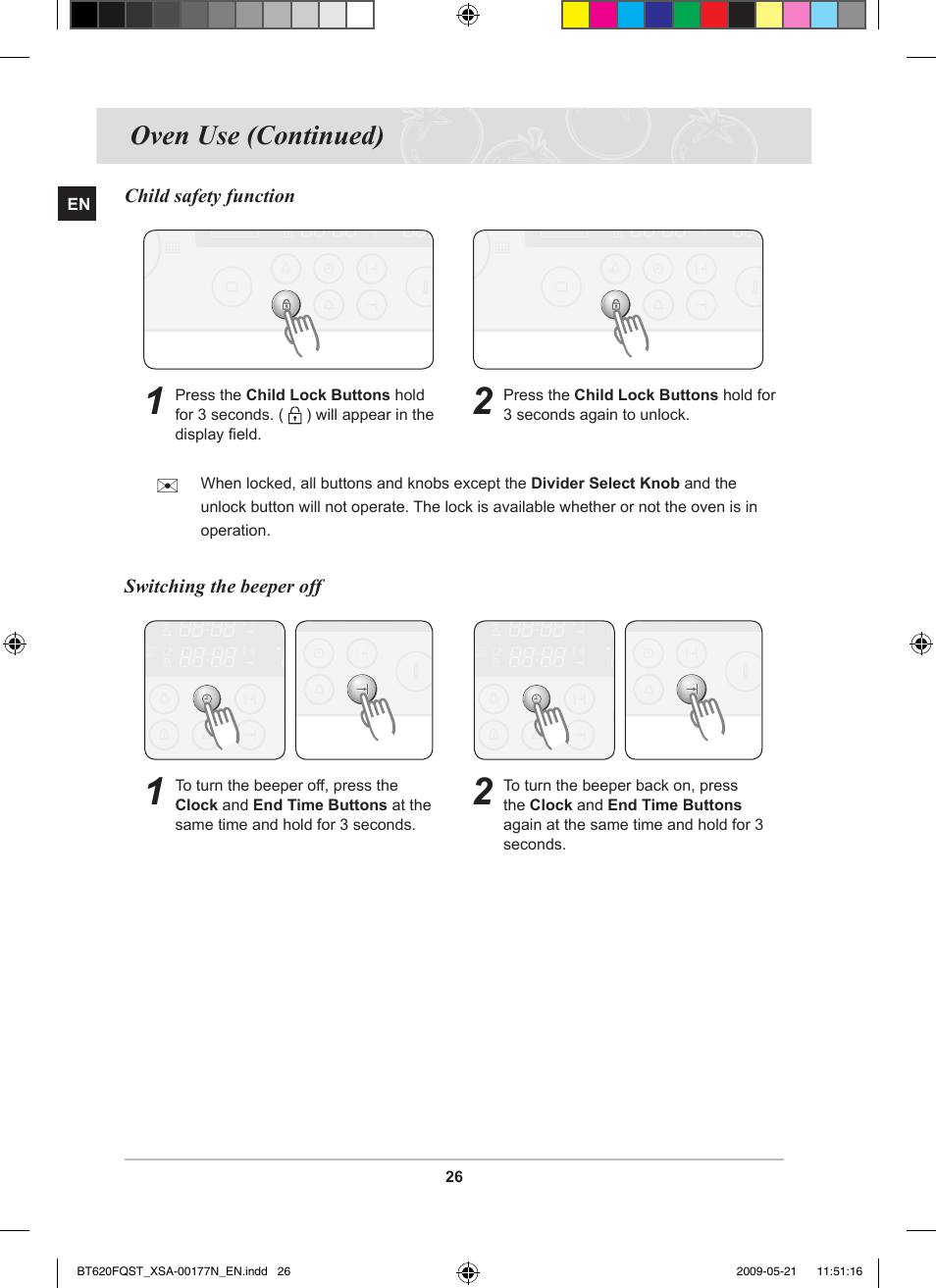 Oven use (continued) | Samsung BT62FQFST User Manual | Page 28 / 52