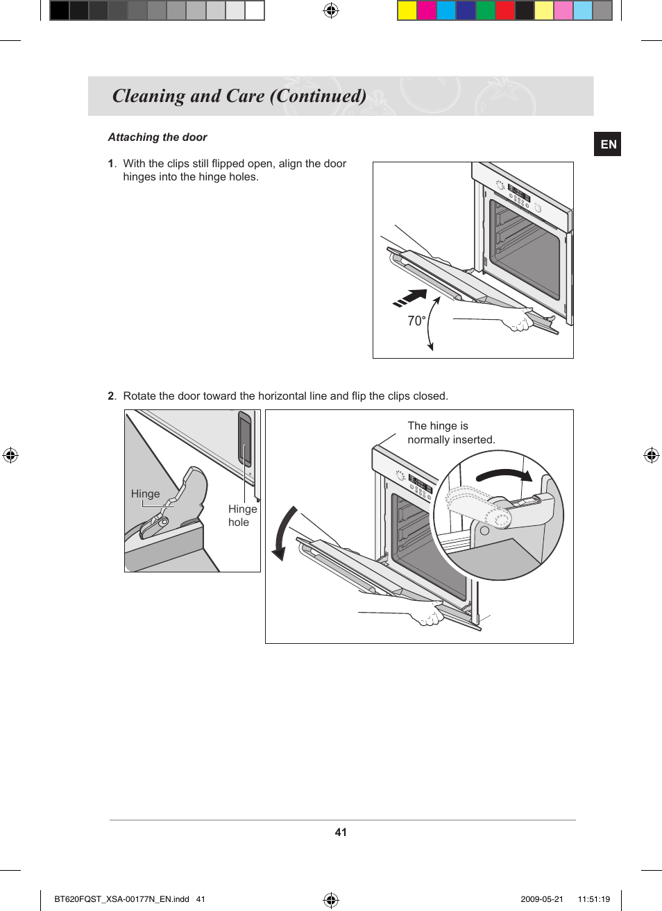 Cleaning and care (continued) | Samsung BT62FQFST User Manual | Page 43 / 52
