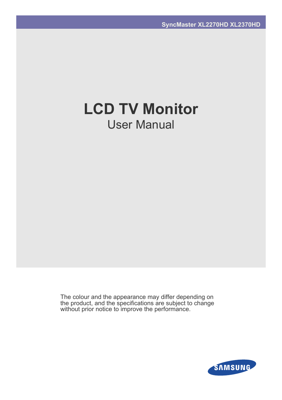 Samsung SyncMaster XL2270HD User Manual | 68 pages