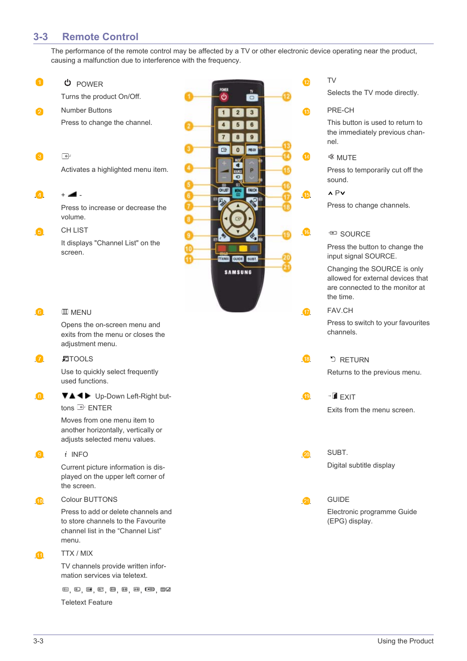 3 remote control, Remote control -3 | Samsung SyncMaster XL2270HD User Manual | Page 30 / 68