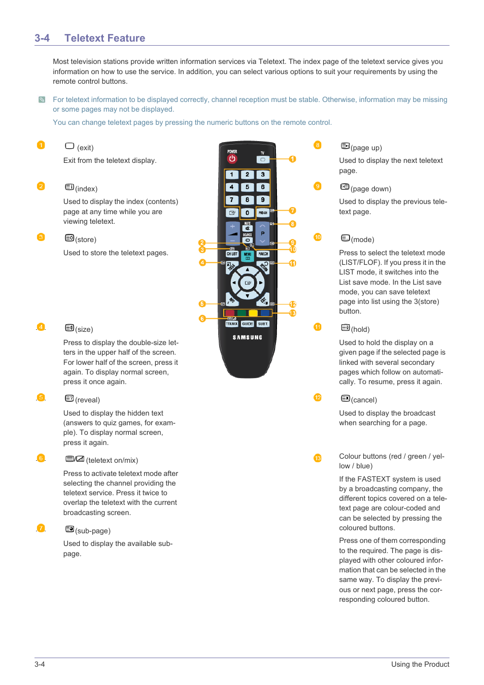 4 teletext feature, Teletext feature -4 | Samsung SyncMaster XL2270HD User Manual | Page 32 / 68