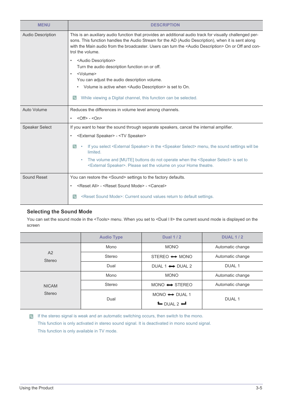 Selecting the sound mode | Samsung SyncMaster XL2270HD User Manual | Page 41 / 68