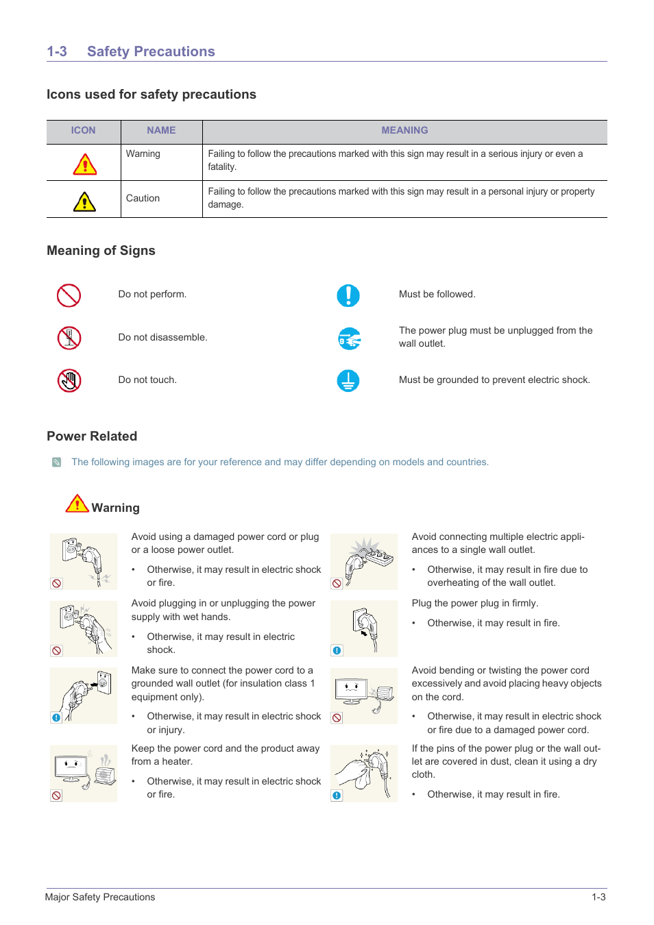 3 safety precautions, Safety precautions -3 | Samsung SyncMaster XL2270HD User Manual | Page 5 / 68