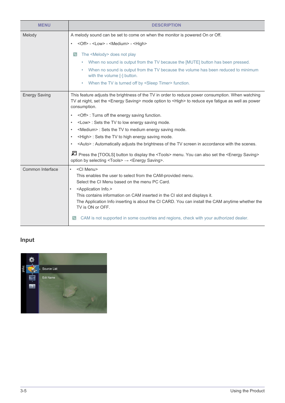 Input | Samsung SyncMaster XL2270HD User Manual | Page 50 / 68