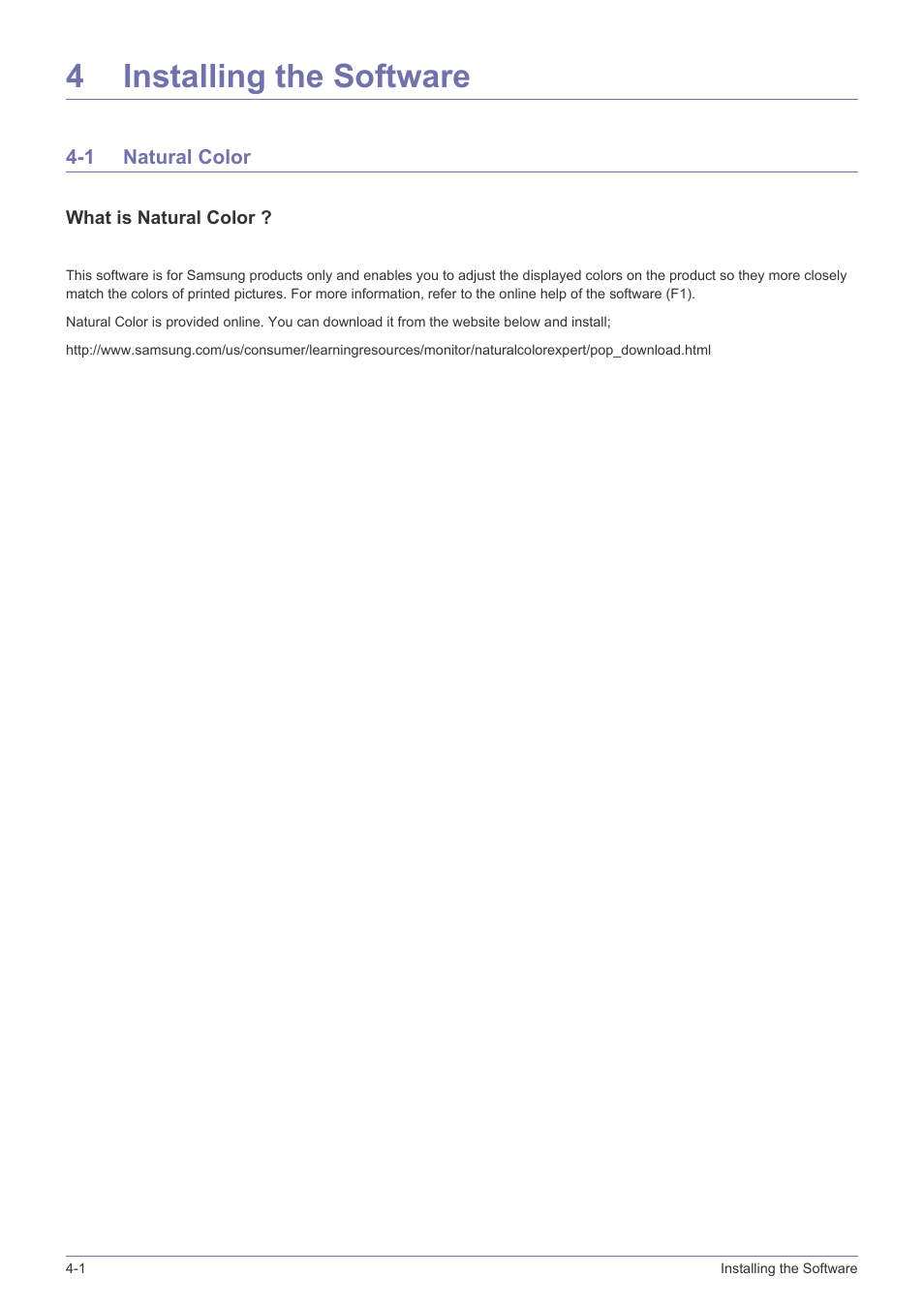 4 installing the software, 1 natural color, Installing the software | Natural color -1, 4installing the software | Samsung SyncMaster XL2270HD User Manual | Page 58 / 68