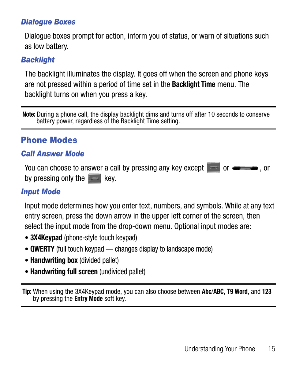 Phone modes | Samsung Finesse SCH-R810C User Manual | Page 19 / 80