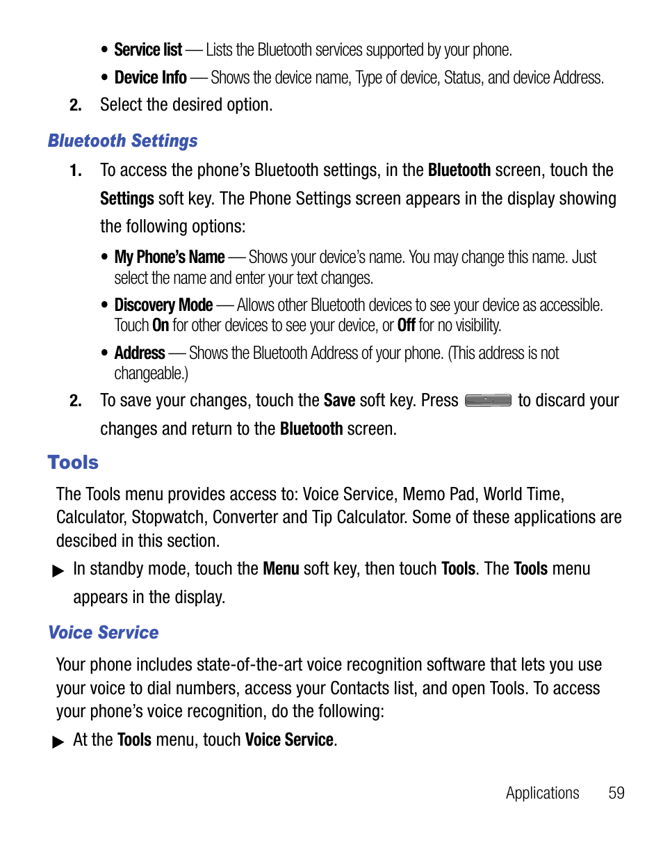 Tools | Samsung Finesse SCH-R810C User Manual | Page 63 / 80